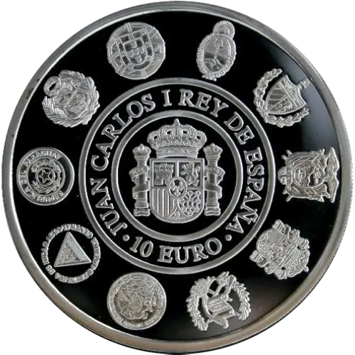 10 euros 2002 - Encuentro entre dos mundos: Galeón Español - V Serie Iberoamericana España (reverso) 10 euros 2002 - Encuentro entre dos mundos: Galeón Español - V Serie Iberoamericana España (reverso)