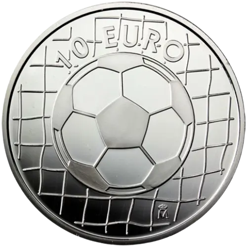 10 euros 2002 - Mundial de Fútbol 2002: Pelota de fútbol (letra O) España (reverso) 10 euros 2002 - Mundial de Fútbol 2002: Pelota de fútbol (letra O) España (reverso)