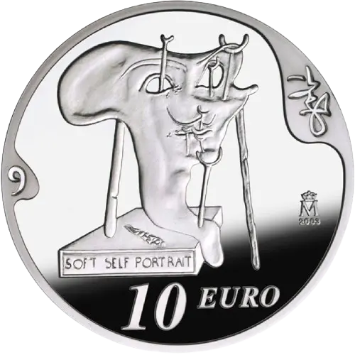Moneda Centenario nacimiento Salvador Dalí: Autorretrato blando con bacon frito (2004)