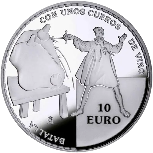 Moneda IV Centenario de El Quijote: Batalla con unos cueros de vino (2005)