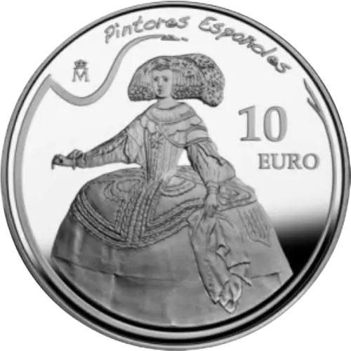 10 euros 2008 - Velázquez: La Reina Doña Mariana de Austria - I Serie Pintores Españoles España (reverso) 10 euros 2008 - Velázquez: La Reina Doña Mariana de Austria - I Serie Pintores Españoles España (reverso)