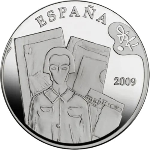 10 euros 2009 - Salvador Dalí: Comienzo automático de un retrato de Gala - II Serie Pintores Españoles España (anverso) 10 euros 2009 - Salvador Dalí: Comienzo automático de un retrato de Gala - II Serie Pintores Españoles España (anverso)