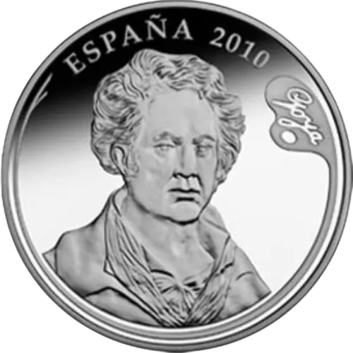 10 euros 2010 - Goya: La maja vestida - III Serie Pintores Españoles España (anverso) 10 euros 2010 - Goya: La maja vestida - III Serie Pintores Españoles España (anverso)