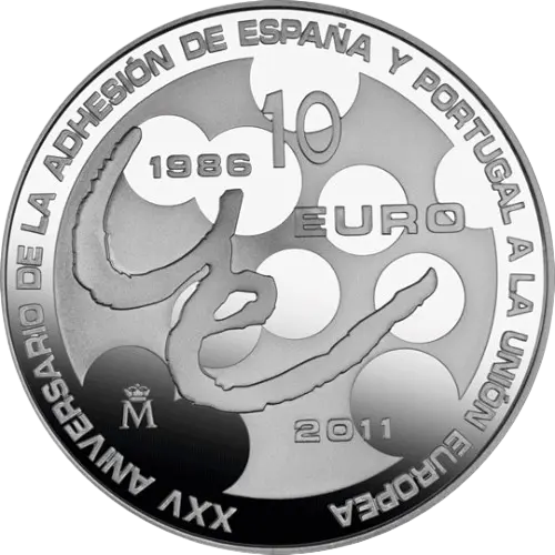 Moneda XXV Aniversario de la adhesión España y Portugal a la Unión Europea (2011)