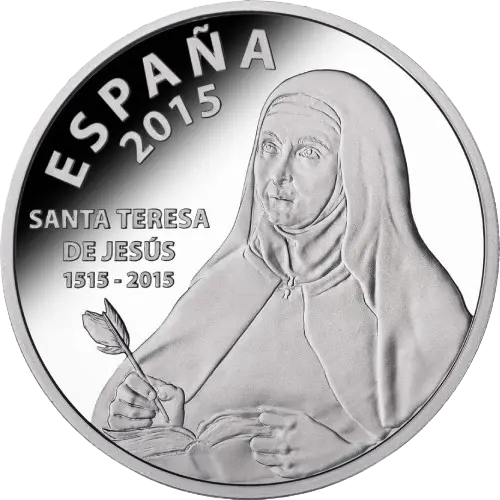 10 euros 2015 - V Centenario del nacimiento de Santa Teresa de Jesús España (anverso) 10 euros 2015 - V Centenario del nacimiento de Santa Teresa de Jesús España (anverso)
