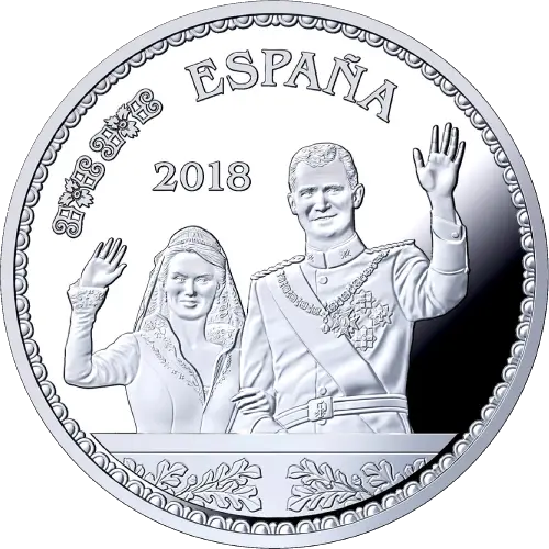 Moneda 50 Aniversario de S.M. el Rey Felipe VI: Enlace Matrimonial (Boda) (2018)