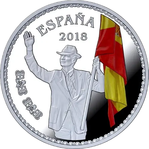 Moneda 50 Aniversario de S.M. el Rey Felipe VI: Juegos Olímpicos Barcelona 1992 (Abanderado) (2018)