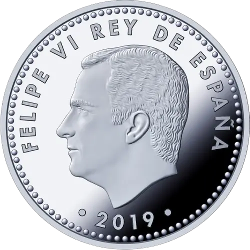 10 euros 2019 - 50 Aniversario de la Llegada del Hombre a la Luna España (anverso) 10 euros 2019 - 50 Aniversario de la Llegada del Hombre a la Luna España (anverso)