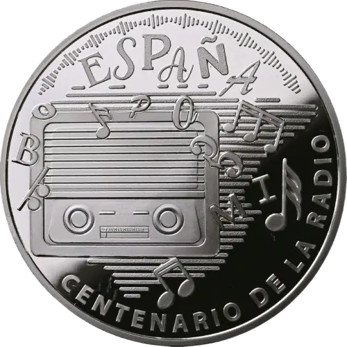 10 euros 2024 - Centenario de la Radio - Con canto estriado España (anverso) 10 euros 2024 - Centenario de la Radio - Con canto estriado España (anverso)