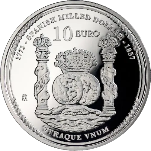 10 euros 2025 - 250 Aniversario Declaración de Independencia de los EE.UU.: Primer Dólar Americano España (reverso) 10 euros 2025 - 250 Aniversario Declaración de Independencia de los EE.UU.: Primer Dólar Americano España (reverso)