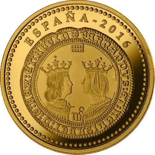 100 euros 2016 - V Centenario de la muerte de Fernando II de Aragón 1516–2016: Palacio de la Aljafería España (anverso) 100 euros 2016 - V Centenario de la muerte de Fernando II de Aragón 1516–2016: Palacio de la Aljafería España (anverso)