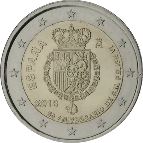 2 Euros Conmemorativa 2018 - 50 Aniversario Rey Felipe VI (UNC)