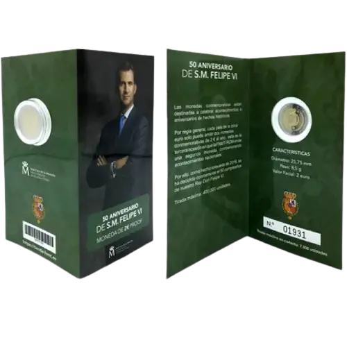 Moneda Cartera Proof 2018 - 50 Aniversario de S.M. El Rey Don Felipe VI (2018)