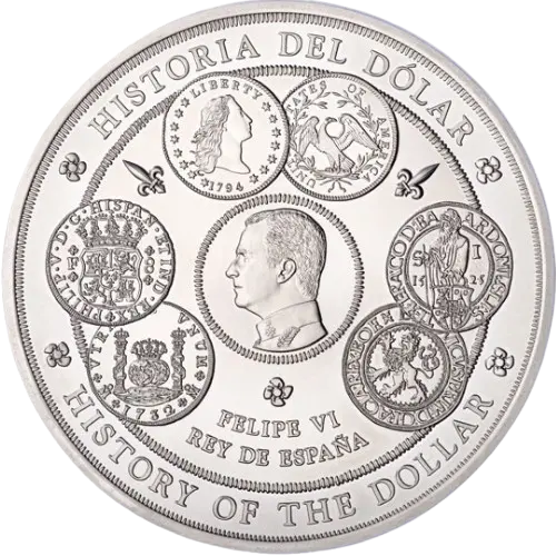 300 euros 2017 - Historia del Dólar: Un Kilogramo de Plata Pura España (anverso) 300 euros 2017 - Historia del Dólar: Un Kilogramo de Plata Pura España (anverso)