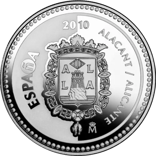 5 euros 2010 - Alicant / Alacante: Palacio Municipal - I Serie Capitales de Provincia y Ciudades Autónomas España (anverso) 5 euros 2010 - Alicant / Alacante: Palacio Municipal - I Serie Capitales de Provincia y Ciudades Autónomas España (anverso)