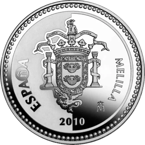 5 euros 2010 - Melilla: Plaza de Menéndez Pelayo - I Serie Capitales de Provincia y Ciudades Autónomas España (anverso) 5 euros 2010 - Melilla: Plaza de Menéndez Pelayo - I Serie Capitales de Provincia y Ciudades Autónomas España (anverso)