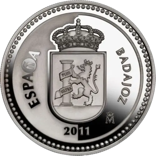 5 euros 2011 - Badajoz: La Puerta de Palmas - II Serie Capitales de Provincia y Ciudades Autónomas España (anverso) 5 euros 2011 - Badajoz: La Puerta de Palmas - II Serie Capitales de Provincia y Ciudades Autónomas España (anverso)