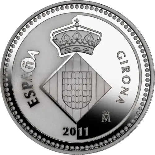 5 euros 2011 - Girona: Casas del Onyar - III Serie Capitales de Provincia y Ciudades Autónomas España (anverso) 5 euros 2011 - Girona: Casas del Onyar - III Serie Capitales de Provincia y Ciudades Autónomas España (anverso)
