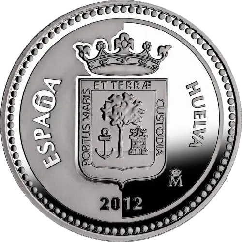 5 euros 2012 - Huelva: Monumento a Colón - V Serie Capitales de Provincia y Ciudades Autónomas España (anverso) 5 euros 2012 - Huelva: Monumento a Colón - V Serie Capitales de Provincia y Ciudades Autónomas España (anverso)