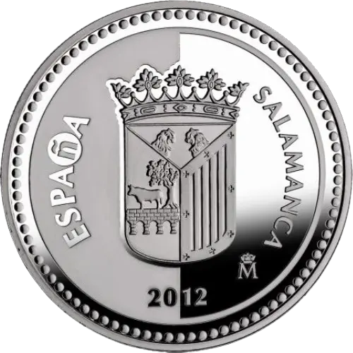 5 euros 2012 - Salamanca: Catedrales y Puente Romano - V Serie Capitales de Provincia y Ciudades Autónomas España (anverso) 5 euros 2012 - Salamanca: Catedrales y Puente Romano - V Serie Capitales de Provincia y Ciudades Autónomas España (anverso)