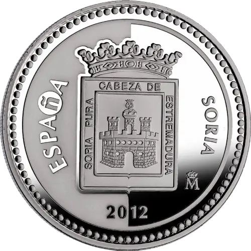 5 euros 2012 - Soria: Palacio de los Condes de Gómara - V Serie Capitales de Provincia y Ciudades Autónomas España (anverso) 5 euros 2012 - Soria: Palacio de los Condes de Gómara - V Serie Capitales de Provincia y Ciudades Autónomas España (anverso)