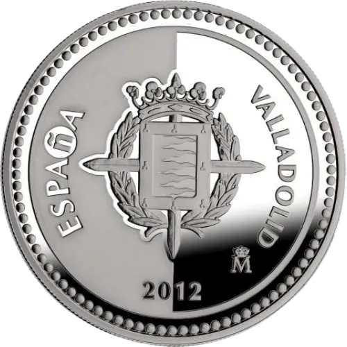 5 euros 2012 - Valladolid: Universidad de Valladolid - V Serie Capitales de Provincia y Ciudades Autónomas España (anverso) 5 euros 2012 - Valladolid: Universidad de Valladolid - V Serie Capitales de Provincia y Ciudades Autónomas España (anverso)