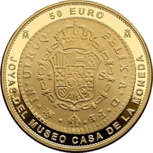 50 euros 2025 - 1 Escudo 1780 México - II Serie Joyas del Museo Casa de la Moneda España (anverso) 50 euros 2025 - 1 Escudo 1780 México - II Serie Joyas del Museo Casa de la Moneda España (anverso)