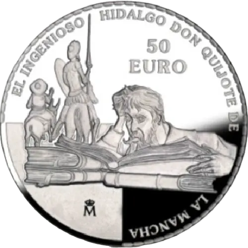 Moneda IV Centenario de El Quijote: Don Quijote de la Mancha leyendo (2005)