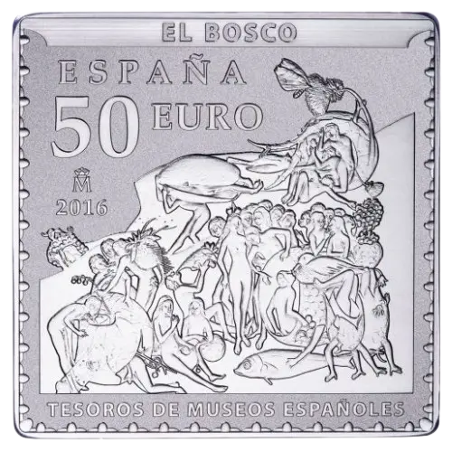 50 euros 2016 - El Bosco: El Jardín de las Delicias - IV Serie Tesoros de Museos Españoles España (reverso) 50 euros 2016 - El Bosco: El Jardín de las Delicias - IV Serie Tesoros de Museos Españoles España (reverso)