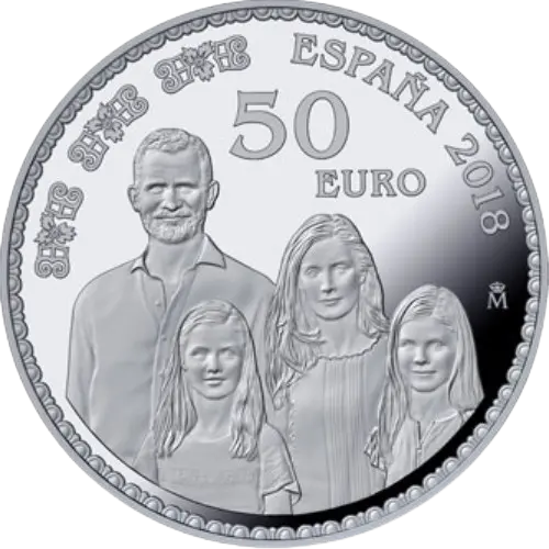 Moneda 50 Aniversario de S.M. el Rey Felipe VI: Familia Real (2018)