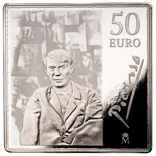 50 euros 2023 - 50 Aniversario de Picasso: Arlequín con espejo España (anverso)