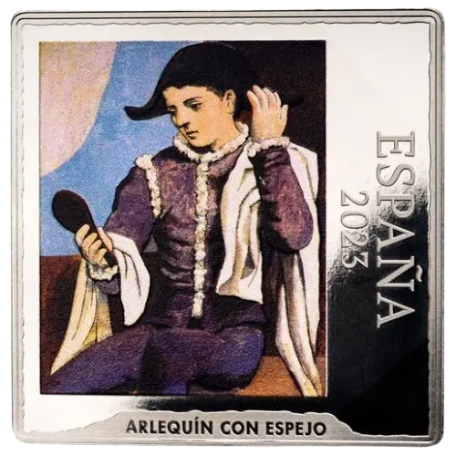 Moneda 50 Aniversario de Picasso: Arlequín con espejo (2023)